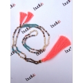 Long Beaded Gems Tassel Necklace