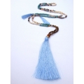 Long Beaded Gems Tassel Necklace