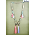 Long Beaded Gems Tassel Necklace