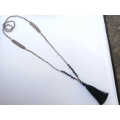Long Crystal Lava Tassel Necklaces