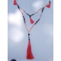 Long Beaded Layered Tassel Necklaces