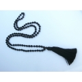 Long Lava Stone Tassel Necklace