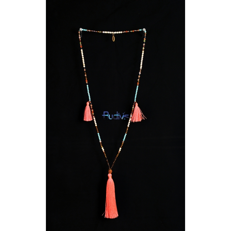 Long Beaded Crystal Tassel Necklaces