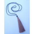 Long Beaded Tassel Necklaces with Black Pearl