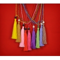 Long Beaded Multi Tassel Necklaces with Lava
