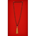 Boho Chic Wood Tassel Necklace with Pearl