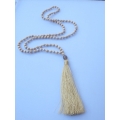 Boho Chic Wood Tassel Necklace with Gemstones