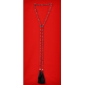 Long Beaded Lariat Tassel Necklace Black Pearl
