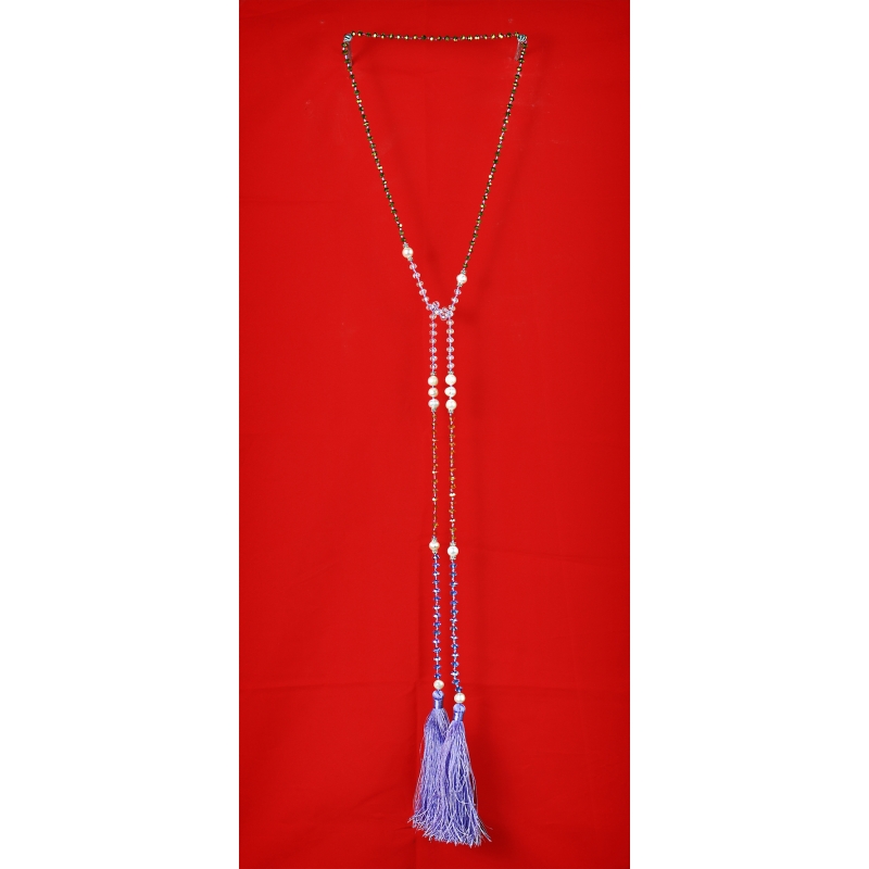 Long Beaded Lariat Tassel Necklace Fresh Water