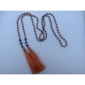 Long Beaded Lariat Tassel Necklace with Pearl