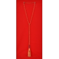 Long Beaded Lariat Tassel Necklace with Pearl