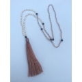 Long Tassel Necklace with Mini Pearl