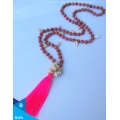 Hand Knotted Long Wooden Tassel Necklaces