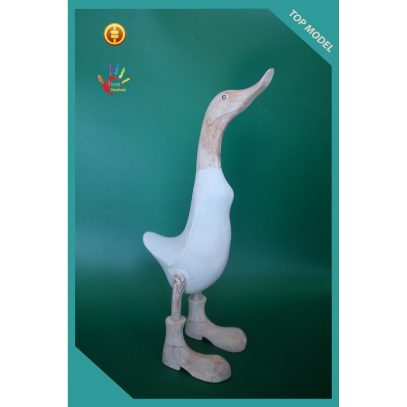 Interior White Washed Wood Duck, Wooden Duck, Bamboo Duck, Bamboo Root Duck,