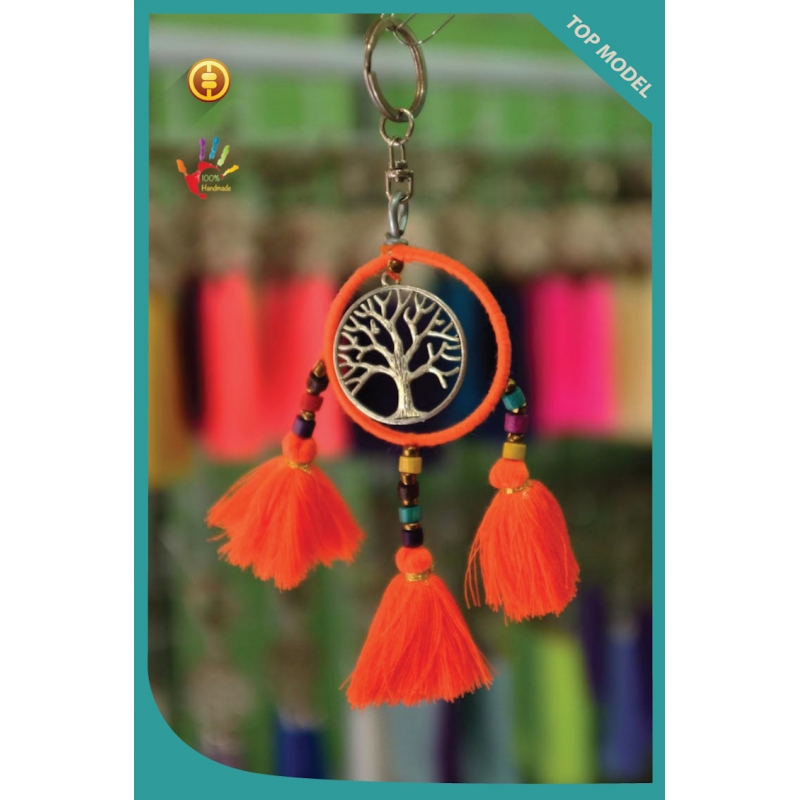 Bali Circle Tree Tassel Keychain