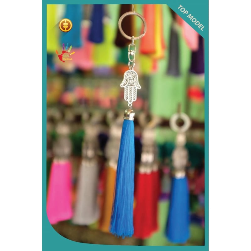 New! Art Hamsa Tassel Keychain