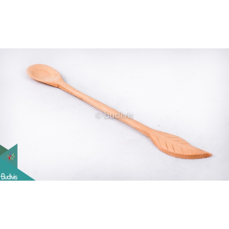 Wooden Teaspoon With Feather Decorative Set 5 Pcs