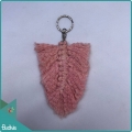 Boho Macrame Feather Keychain Pink