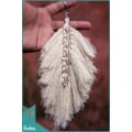 Boho Macrame Feather With Cowrie Shell Keychain