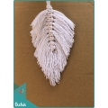 White Boho Macrame Feather Keychain