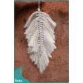 White Boho Macrame Feather Keychain