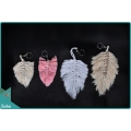 Boho Macrame Feather Keychain