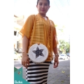 White Star Rattan Bag With Leather Strap