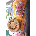 Natural Rattan Bag With Leather Strap