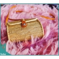 Wallet Rattan Bag With Leather Strap