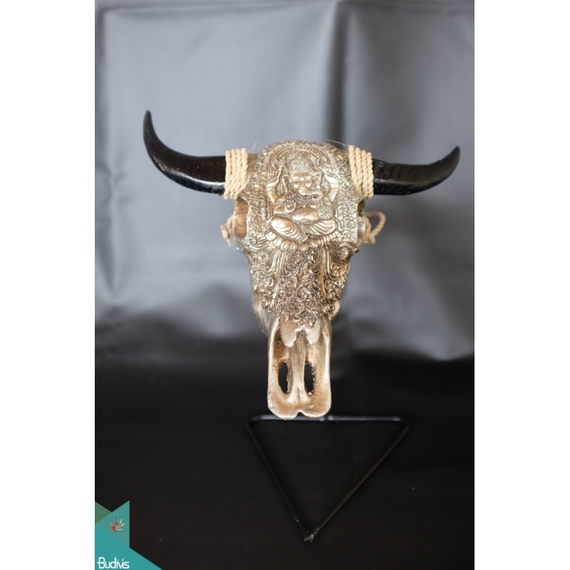 Artificial Resin Buffalo Skull Head Wall Decoration Silver, Resin Figurine Custom Handhande, Statue Collectible Figurines Resin