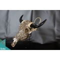 Artificial Resin Buffalo Skull Head Wall Decoration Gold , Resin Figurine Custom Handhande, Statue Collectible Figurines Resin