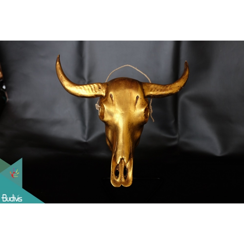 Artificial Resin Buffalo Skull Head Wall Decoration Gold , Resin Figurine Custom Handhande, Statue Collectible Figurines Resin