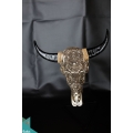 Artificial Resin Buffalo Skull Head Wall Decoration Silver, Resin Figurine Custom Handhande, Statue Collectible Figurines Resin