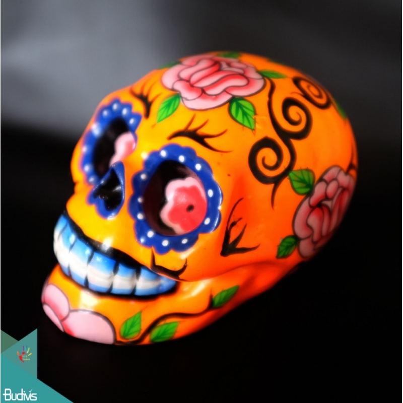 Artificial Resin Skull Head Hand Painted Wall Decoration Painting, Resin Figurine Custom Handhande, Statue Collectible Figurines Resin
