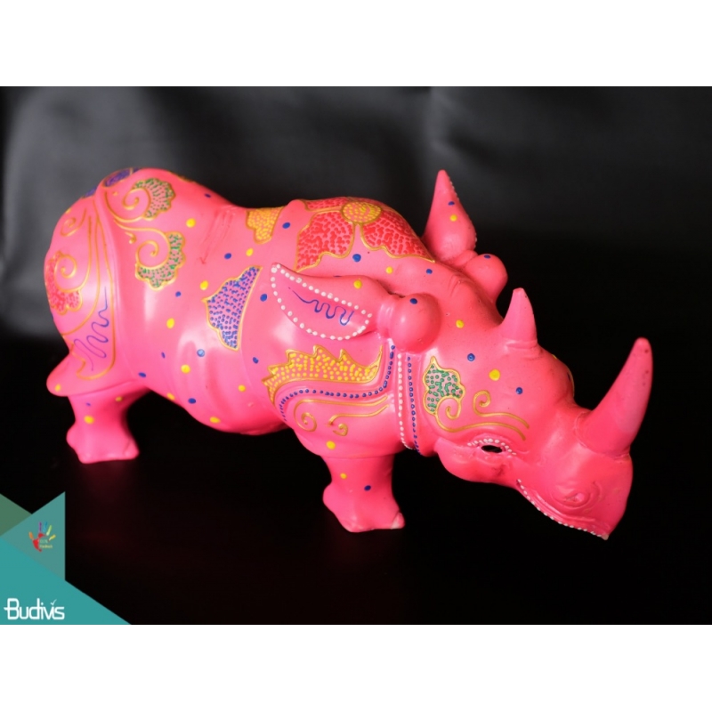 Artificial Resin Rhino Hand Painted Home Decor, Resin Figurine Custom Handhande, Statue Collectible Figurines Resin