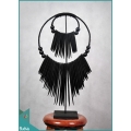 Tribal Black Antique Necklace Bone Decorative On Stand Interior