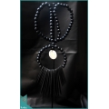 Black Necklaces Tribal Bone With Shell