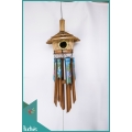 From Bali Bird House Garden Hanging Hand Painted Blue Bamboo Wind Chimes