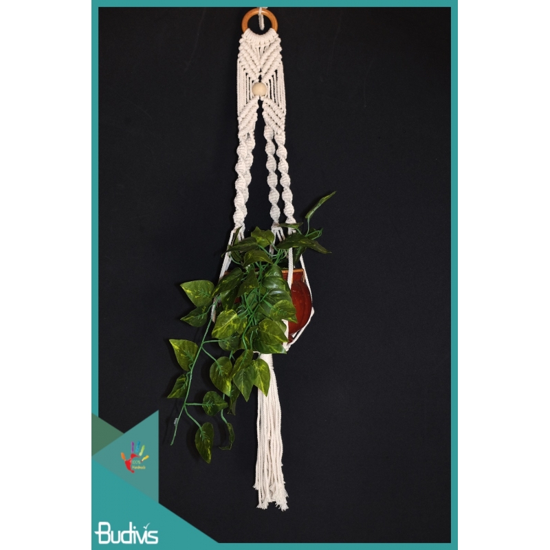 Bali Rope Handwoven Hanging Macrame Pot Planter, Macrame Plant Hanger, Planter Tree Macrame, Hanging Garden Planter