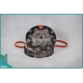Wholesaler Round Bag Black Synthetic With Flower Woven Rattan