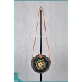 Top Model Round Bag Black Synthetic With Wooden Flower Rattan