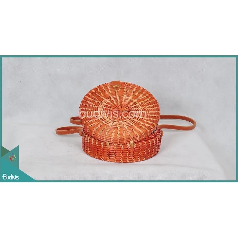 Top Model Round Bag Red Painting Rattan