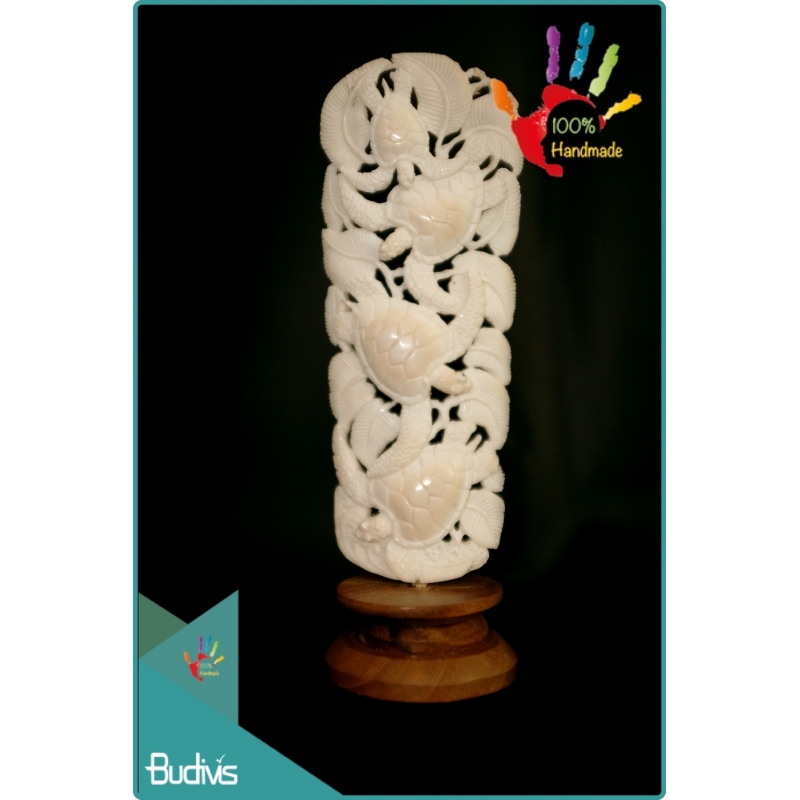 100 % In Handmade Turtle Hand Carved Bone Scenery Ornament Best Seller