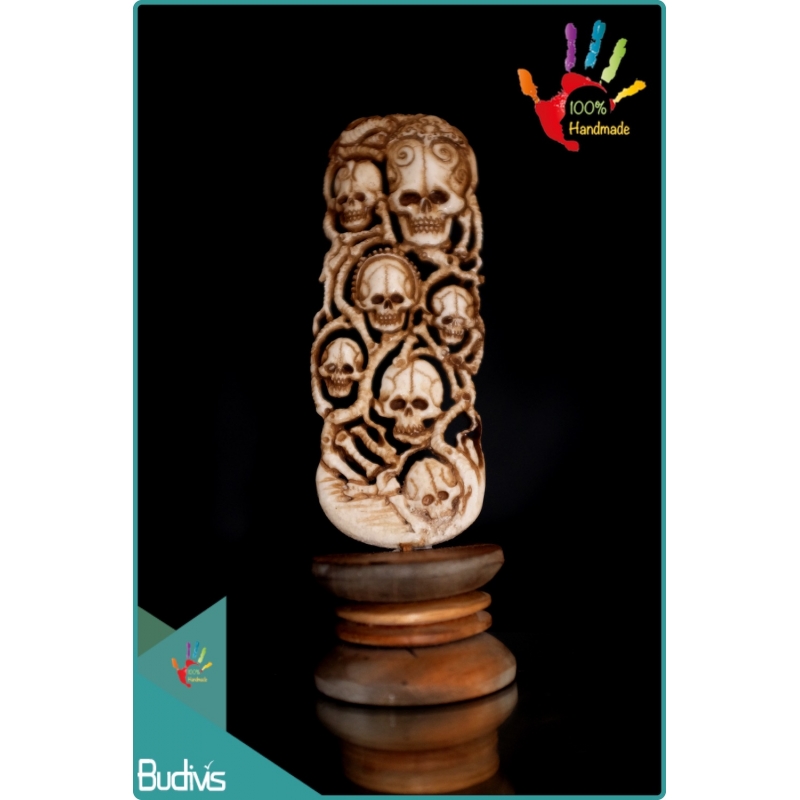 Top Hand Carved Bone Skull Scenery Ornament Cheap