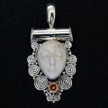 Wholesaler Moon Face Of Bone Carving Sterling Silver Pendant 925