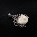 Wholesale Moon Face Of Bone Carving Sterling Silver Pendant 925