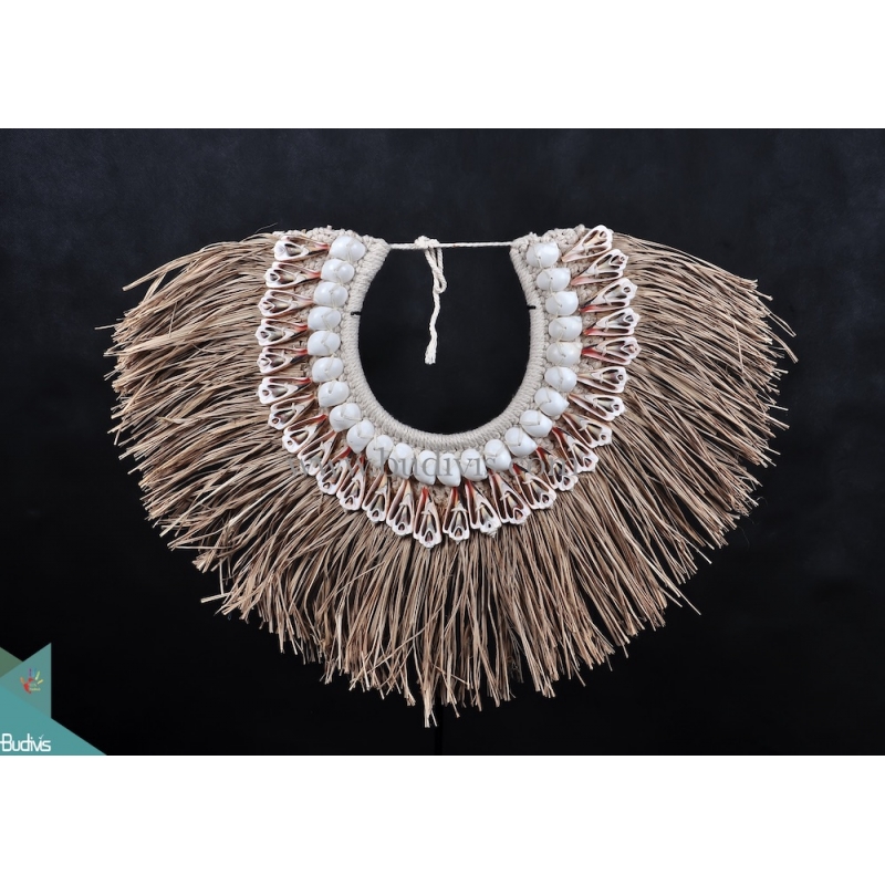 Natural Reed Primitive Shell Decoration Tribal Necklace Standing Interior