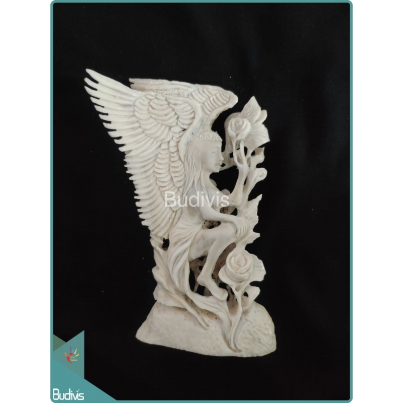 Angel Picking Roses Scenery Bone Carving Ornament