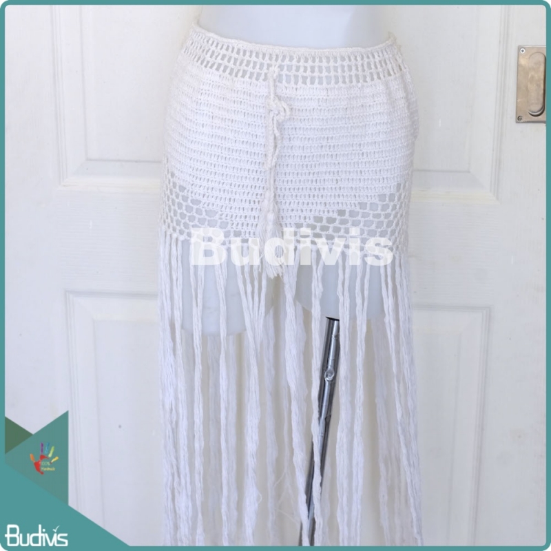 White Tassel Knitting Skirt