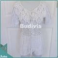 White Knitting Jumpsuit For Summer